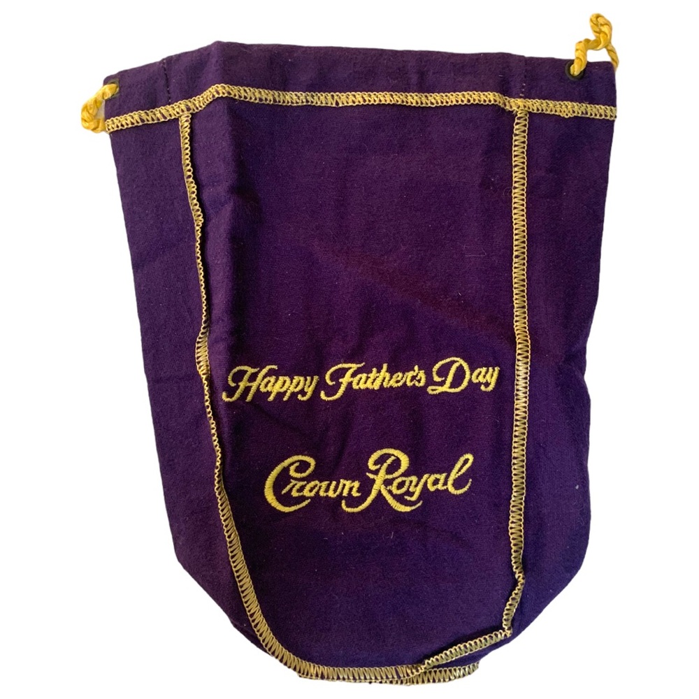 Crown Royal Happy Fathers Day Purple Fabric Drawstring Bag Collectible Gold